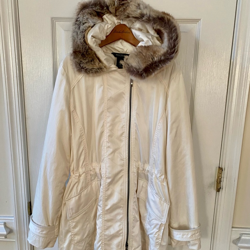 WHBM Removable Fur Trimmed Hooded Coat Size S